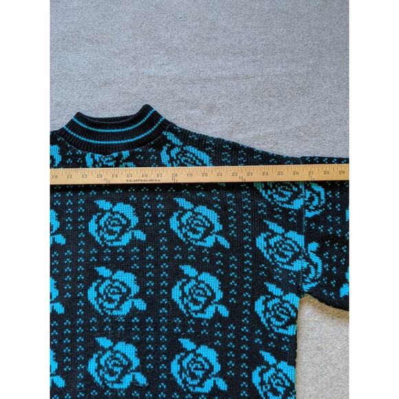 Kate Collins Vintage Holiday Sweater Womens Size M Blue Made In USA - Picture 5 of 9